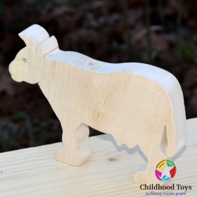 Figurina Vaca lemn natur 16cm